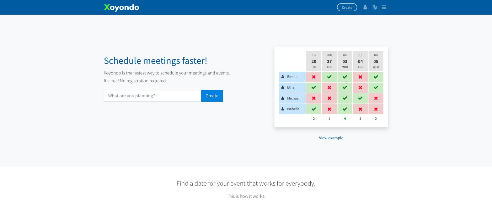 The Xoyondo availability grid