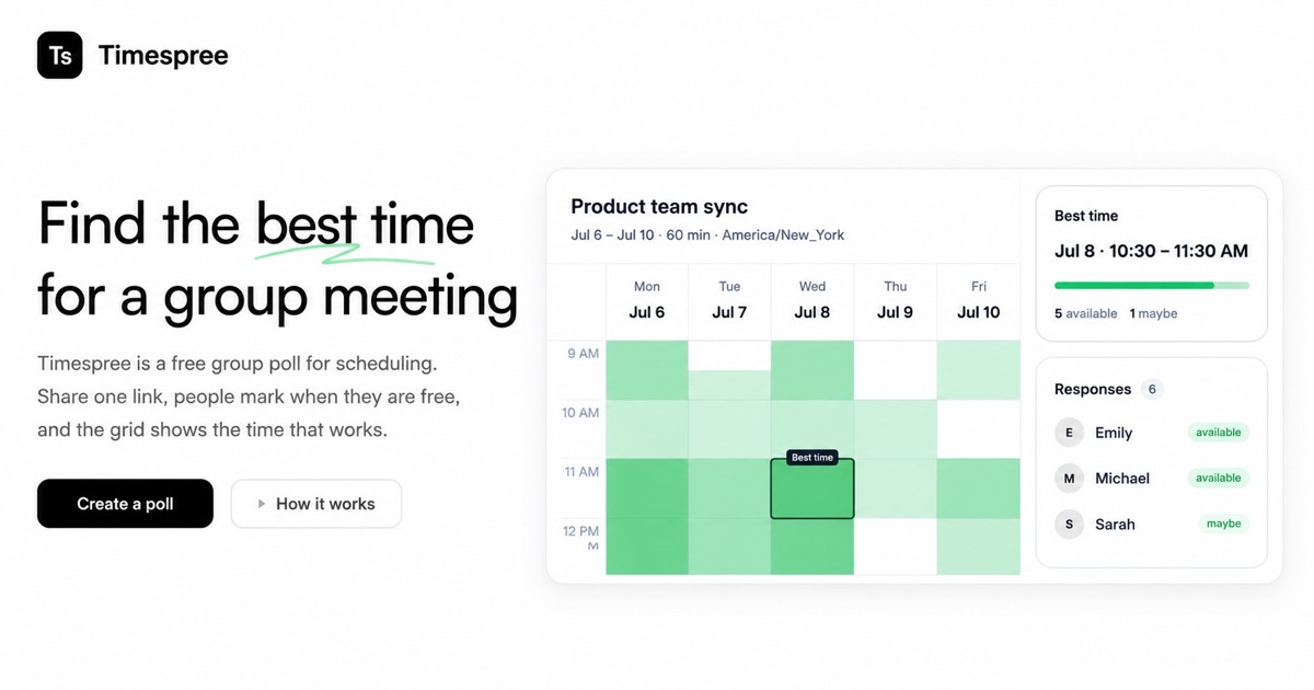 I built a free When2meet-style scheduling poll that actually works on phones logo